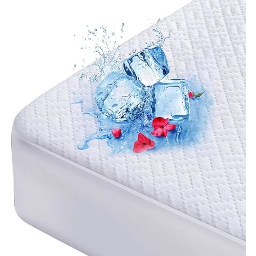 Cooling Waterproof Mattress Protector King Size, Mattress Cover 3D Air Fabric Mattress Pad Cover Smooth Soft Breathable Noiseless, 8''-21'' Deep Pocket