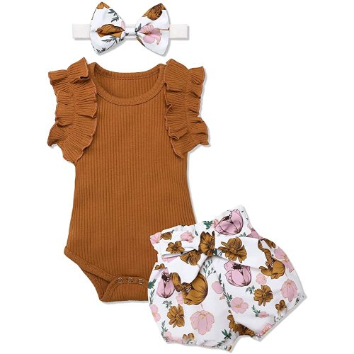KANGKANG Baby Girl Outfits Short Ruffle Romper Floral Pants Summer Outfits Cute Baby Girl Clothes