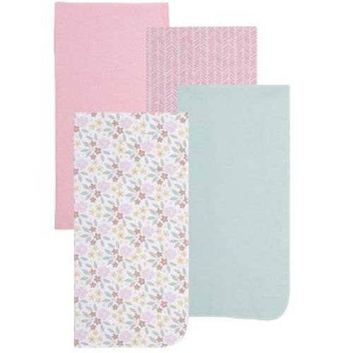 EVERYDAY KIDS 4-Pack Flannel Receiving Blankets – Soft Swaddle Set for Newborns with Flower and Stripe Designs