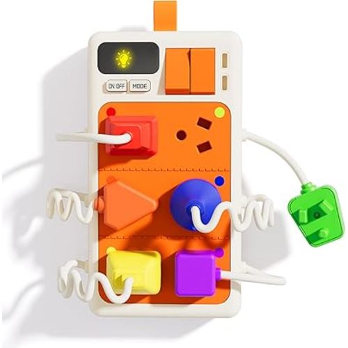 9 PCS Sensory Plug Outlet for Toddlers 1-3, Power Strip Montessori Toys for 1 Year Old, Busy Board with Light & Sounds, Airplane Car Travel Toys Gift for Baby