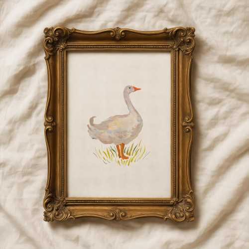 Runner Duck Unframed Art Print - Cute Wall Art - Farmhouse Wall Decor - Watercolor Gouache Painting - Minimalist Nursery Wall Art