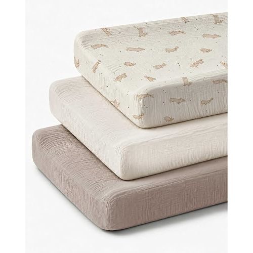 Changing Pad Covers 3 Pack, 32"x16" Muslin Baby Changing Table Pad Covers