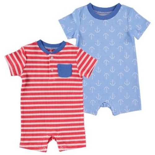 Chick Pea Baby Boy Baby Short Sleeve Romper 2 Pc Set Anchors Sailor Nautical Newborn Clothing Size 3-6m