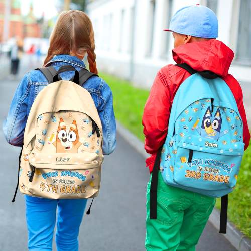 Personalized Bluey cartoon School backpacks for kids