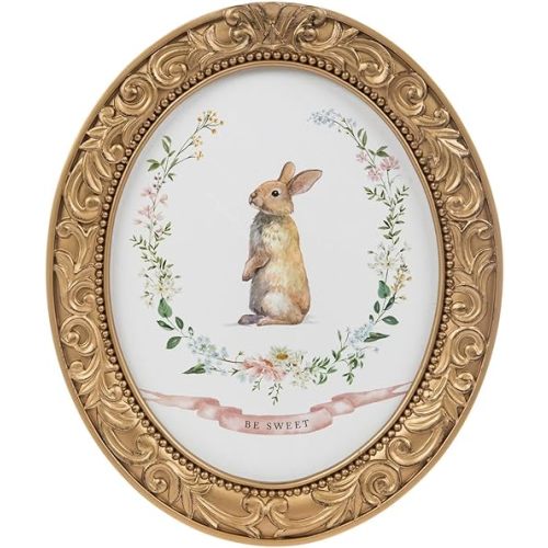 Hobby Lobby Oval Wall Art, Nursery Collection with Inspirational Messages, 12" H x 10" W, Gold Frame (Sweet Bunny)