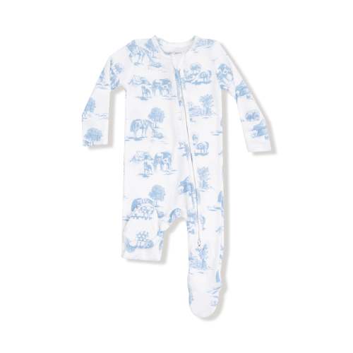 AD Zip Footie - Blue Farm Toile