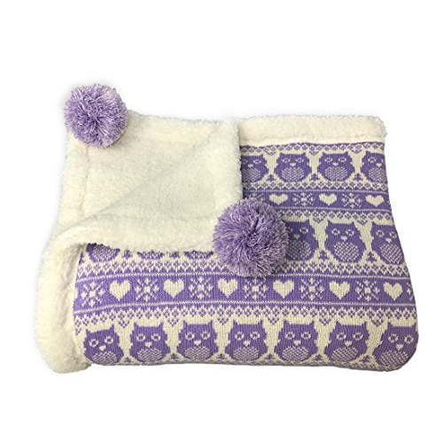 Effe Bebe Snow Owl Cotton Knit Sherpa Baby Blanket Light Purple 30'x40' - Walmart.ca