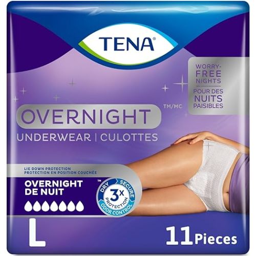 Tena Incontinence Underwear for Overnight, Unisex, Large, 11 Count