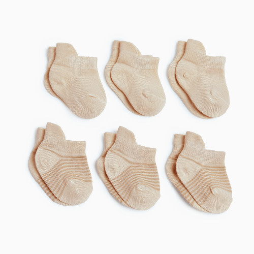 Tiny Kind Bamboo 6-Pack Socks - Ecru, 0-3 M