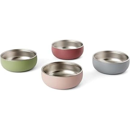 Monkey Proof™ Non-Toxic Stainless Steel Child Bowl 5” with Non-Slip Silicone Shell, Multi-color, (Set of 4 bowls) Unbreakable, Mess Free Feeding for Babies, Toddlers, Kids, BPA free