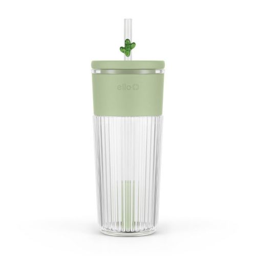 Ello Ava 24oz Charmed Cactus Glass Straw Tumbler Green