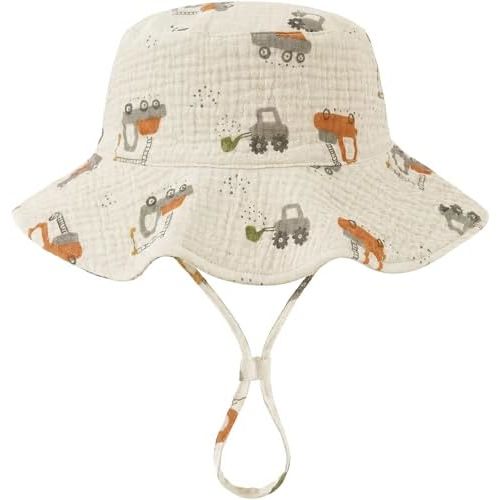 Muslin Baby Sun Hat Sun Protection Baby Toddler Bucket Hats for Boys Girls