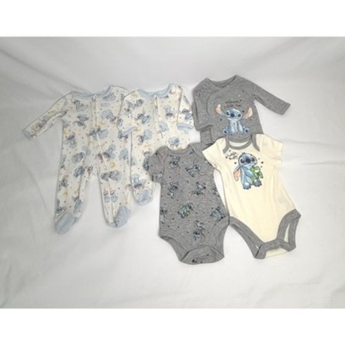 Disney Baby Stitch 6 Pc Newborn Outfit Lot Bodysuits Sleepers 0-3M EUC Disney