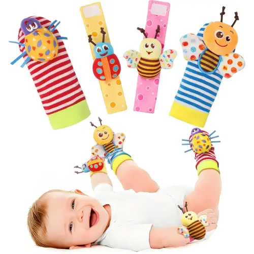 Bloobloomax Baby Rattles Toys for 0-12 Month, Infant Girl Boy Toys for Babies 3-6 Months, Newborn Hand & Foot Toys for 0 to 9 Months, Baby Shower Gifts Set with Wrist Rattle Socks