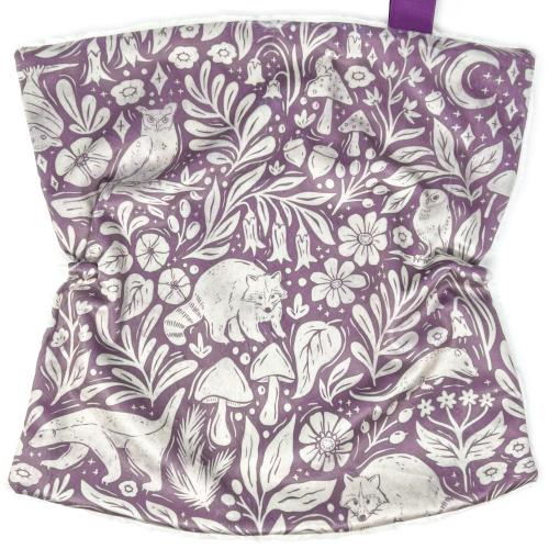 Lovey: Nocturnal Forest Animals. Woodland. Purple. Mauve. Raccoons. Mice. Badgers. Bats. Owls. Baby Girl Nursery. Flowers. Floral. Baby Gift