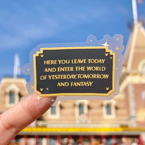 Here You Leave Today Disneyland Park Entrance Plaque Transparent Sticker
