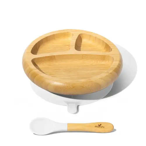 Baby Divided Plate + Spoon | Bamboo & Silicone