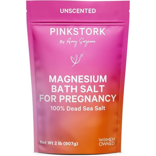 Pink Stork Pregnancy Bath Soak with Pure Magnesium Flakes, Unscented, 2 lb
