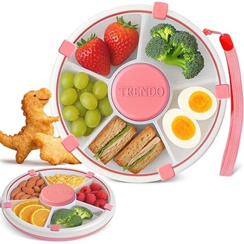 TRENDO Snack Spinner for Toddlers – Pink Toddler Snack Container with Lid, BPA-Free Baby Snack Box, Spill-Proof Snack Spinner for Kids, Travel Snack Container, Dishwasher Safe Food Storage (Pink)