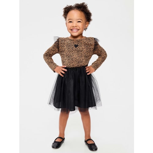 Long-Sleeve Fit and Flare Tutu Dress for Toddler Girls