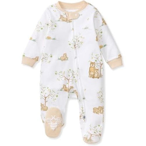 Burt's Bees Baby Baby Boys' Sleep and Play Pjs, 100% Organic Cotton One-piece Zip Front Romper Jumpsuit Pajamas