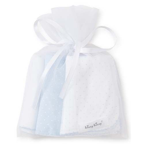 Blue Dot 3 Pack Burp Set w/ Tulle Bag