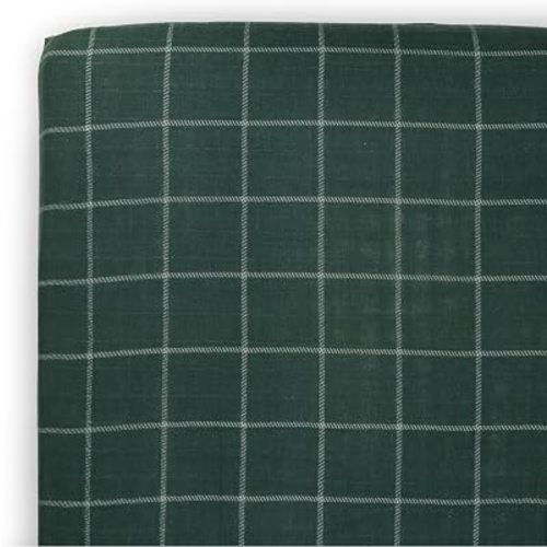 Little Unicorn Fitted Crib Sheet | 100% Cotton Muslin | Super Soft | Sized for Standard Baby Crib & Toddler Mattress | Machine Washable | 52” x 28” x 6” (Evergreen Plaid)