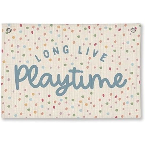 Playroom Decor, Kids Wall Art Hanging Linen Banner, Blue Striped Wall Flag for Playing Room Nursery Playroom Decor, 20x30 Inch