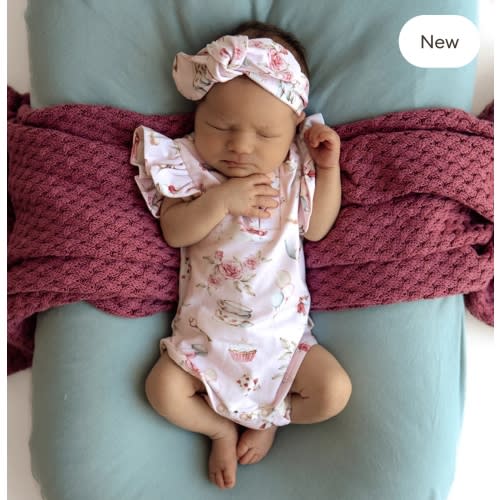 Alice’s Tea Party Short Sleeve Organic Bodysuit | Snuggle Hunny