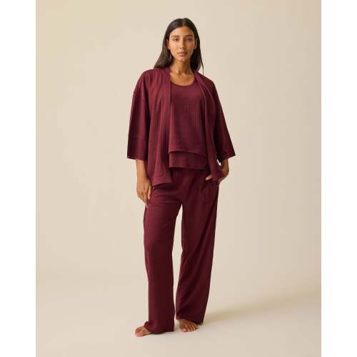 Waffle Maternity & Nursing Three-Piece Lounge Set | Garnet - Kindred Bravely