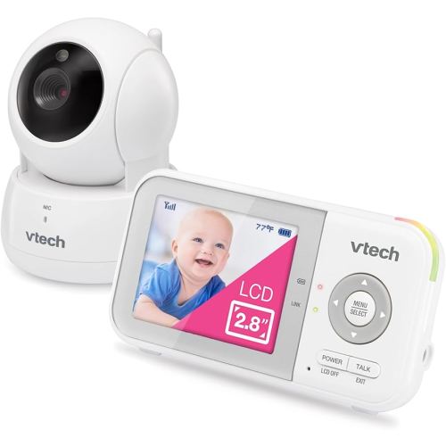 VTech VM923 Baby Monitor, 2.8” Screen, Pan-Tilt-Zoom, 1000ft Long Range, Night Vision, 2-Way Audio, Temperature Sensor, Lullabies, Secure Transmission No WiFi