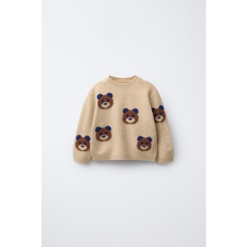 TEDDY BEAR KNIT SWEATER - taupe brown | ZARA United States