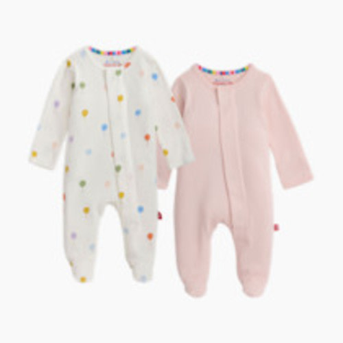 Magnetic Me Organic Cotton Magnetic Footie 2 Pack Bundle - Pink Balloons, 0-3 M