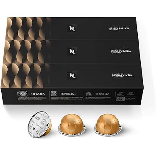 Nespresso Capsules Vertuo, Golden Caramel, Medium Roast Coffee, 30 Count Coffee Pods, Brews 7.8oz.