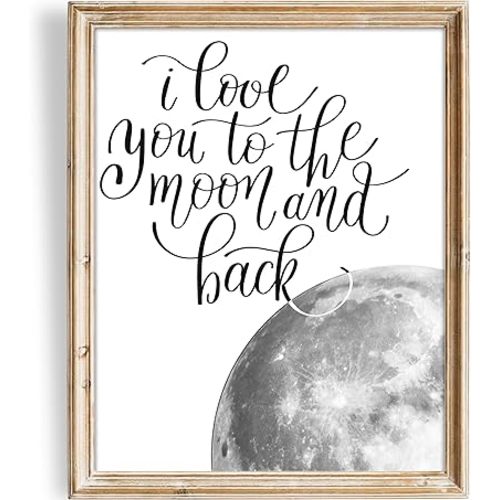 I Love You to the Moon and Back Wall Art Print - Unframed - 8x10 | Nursery Decor | Inspirational and Romantic Wall Decor | Add a Touch of Warmth and Affection | Wall Decor for Living Rooms