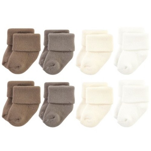 Hudson Baby Basics Infant Baby Cozy Terry Socks 8-Pack, Earthy Neutrals, 0-6 Months