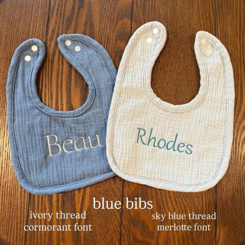 Personalized Embroidered Muslin Baby Bib: Custom Monogram Gift
