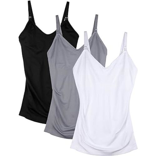 DAISITY Womens Maternity Nursing Tank Cami for Breastfeeding with Adjustable Straps