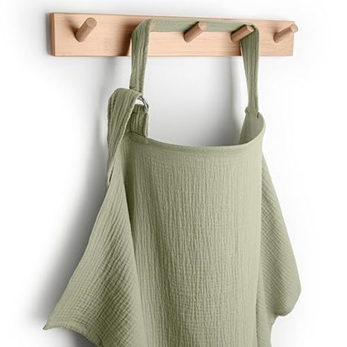 Comfy Cubs Muslin Nursing Cover, Pack of 1, 100% Muslin Breastfeeding Cover - Soft & Breathable Baby Nursing Scarf with Adjustable Neck Strap - Portable, Lightweight & Privacy Coverage - Sage
