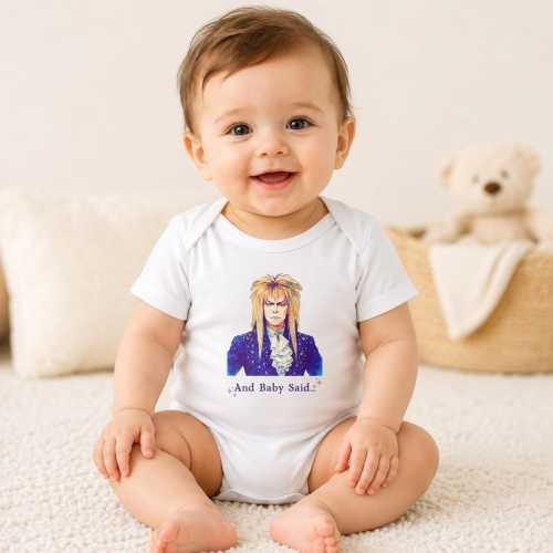 Labyrinth Movie Inspired Baby Outfit, And Baby Said Baby Bodysuit, 80s Fantasy Film Gift, Goblin King Fan Baby Shower Present