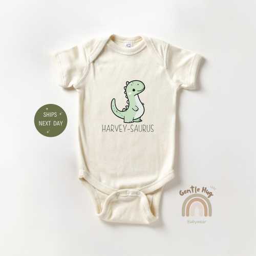 Custom Dino Baby Bodysuit, Personalized Dinosaur Baby Onesie®, Baby Shower Gift, Funny Dino Baby Onesie®, Baby Announcement Onesie®