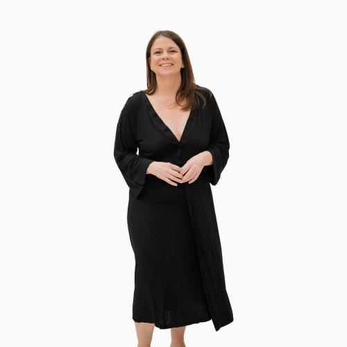 Lila Maternity Amelia Labor & Postpartum Gown - Black, XS