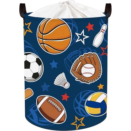 Clastyle Ball Kid Storage Basket Foldable Boy Toy Laundry Hamper, 45L Blue