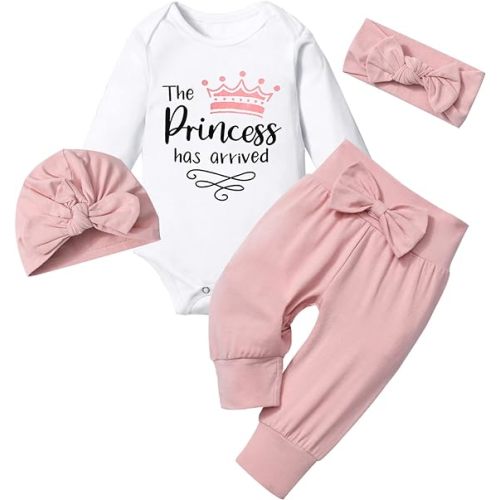 Infant Newborn Baby Girl Clothes Baby Girl Outfits For All Seasons Long Sleeve Snap Romper Pant Sets With Headband