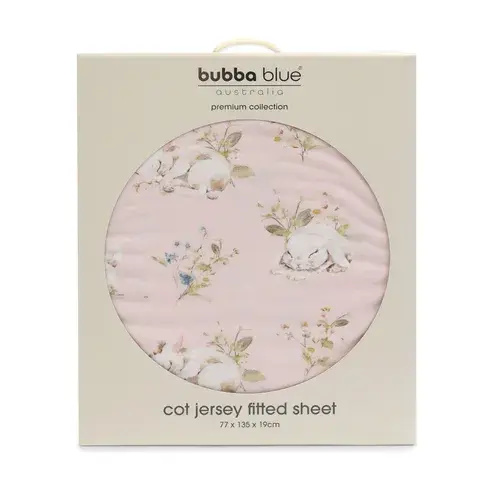 Bubba Blue Jersey Cot Fitted Sheet Sleeping Bunny | Baby Bunting AU
