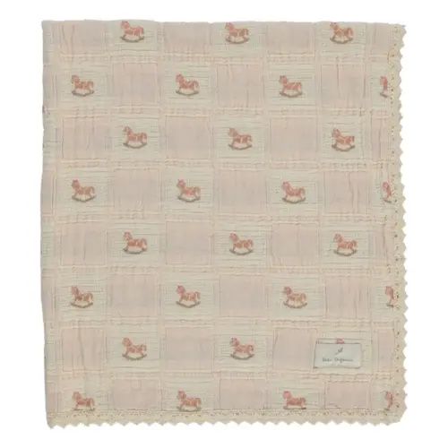 Bebe Organic - Rocking Horse Organic Cotton Blanket - Dusty Pink | Smallable