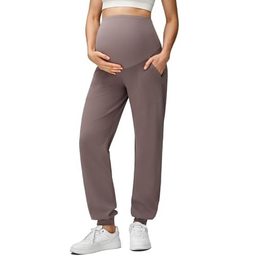 G4Free EverGoing Maternity Pants Stretchy Workout Lounge Pants Over The Belly Pregnancy Joggers with Pockets