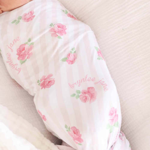 Rosy & Cozy Personalized Swaddle Blanket