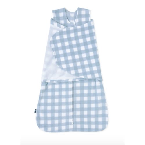 Blue Gingham Micro-Fleece Swaddle Newborn | HALO