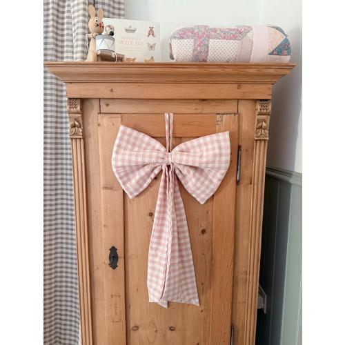 Oversized Gingham Bow - Blossom Pink
